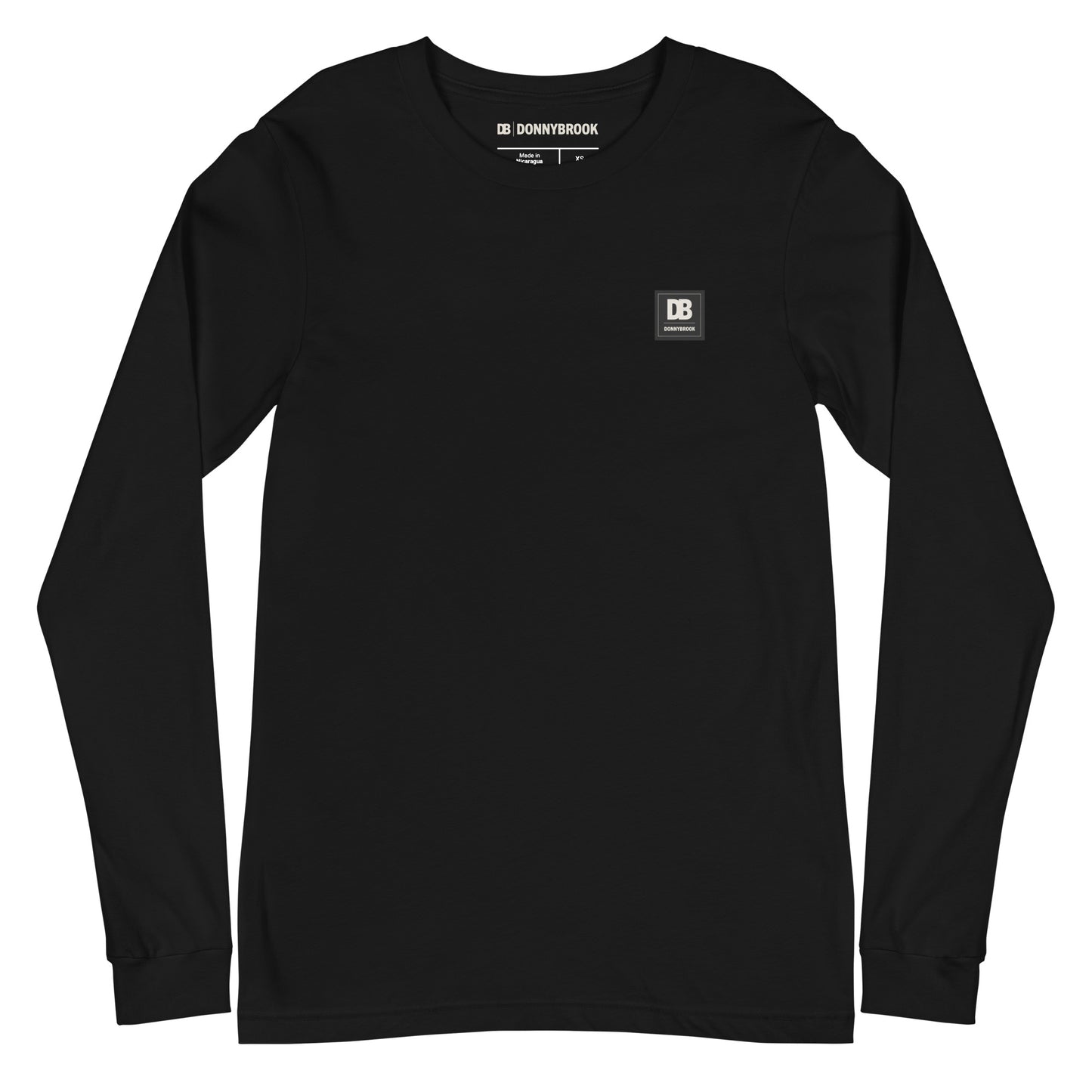 DB Stacked Long Sleeve hockey tee in black, front view